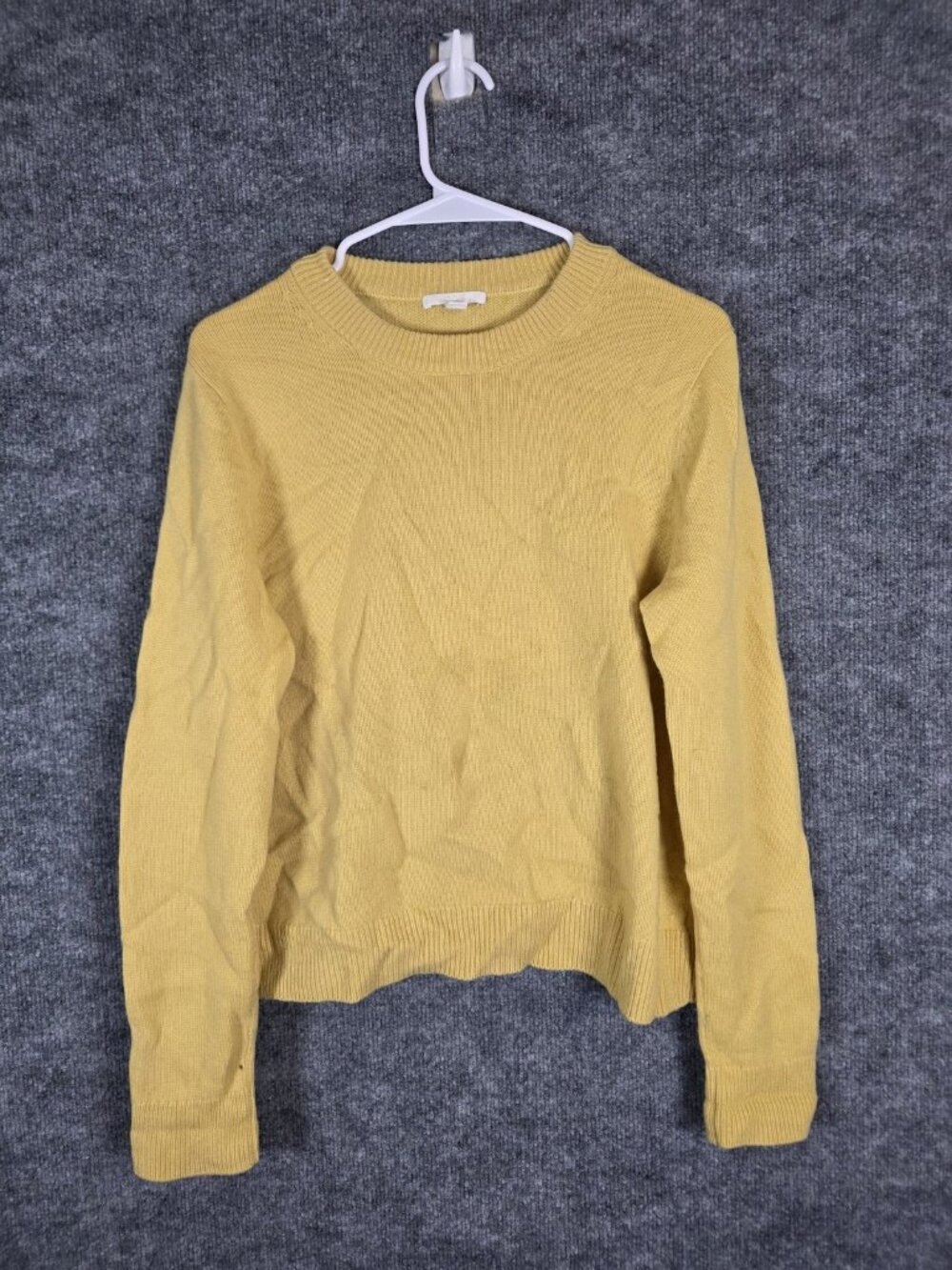 COS Sweater Womens Small Yellow Crewneck Pullover Knit Raglan Stains Pilling